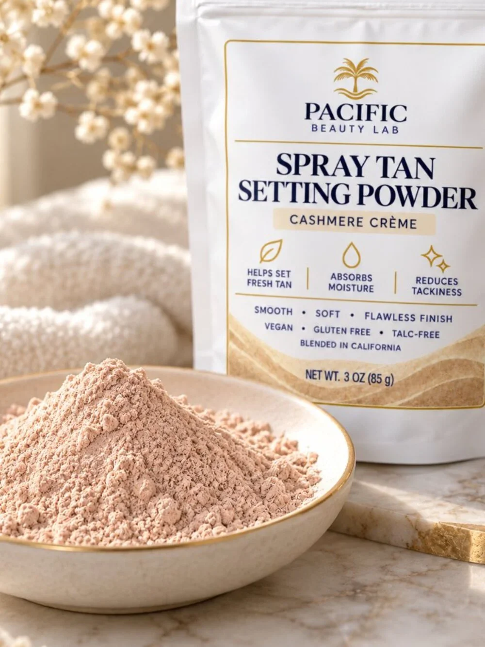 Pacific Beauty Lab Spray Tan Setting Powder Cashmere Crème Scent 3 oz Talc-Free